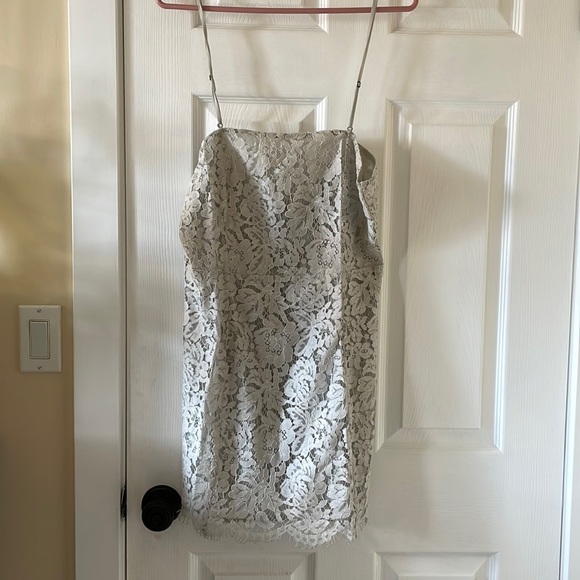 Chaser Dresses & Skirts - Chaser light grey oyster lace cocktail dress